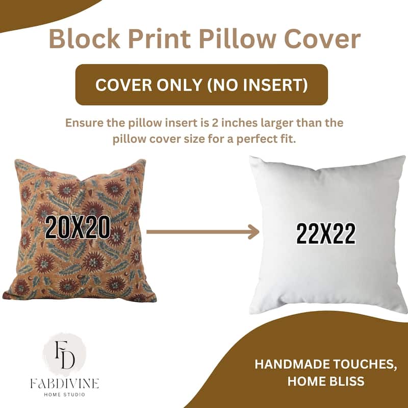 Fabdivine Handmade Block Print Brown Heavy Linen Fabric Perfect for Home or Room Décor Throw Accent Pillow Cover