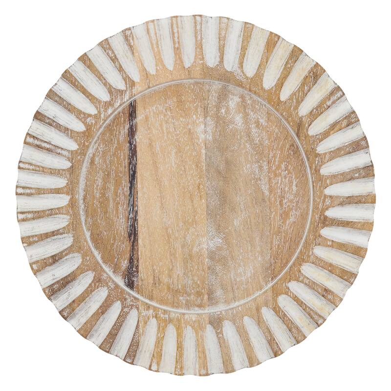 Wooden Charger Plates With Ribbed Design (Set of 4)