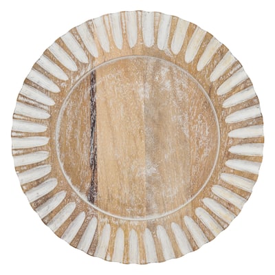 Wooden Charger Plates With Ribbed Design (Set of 4)
