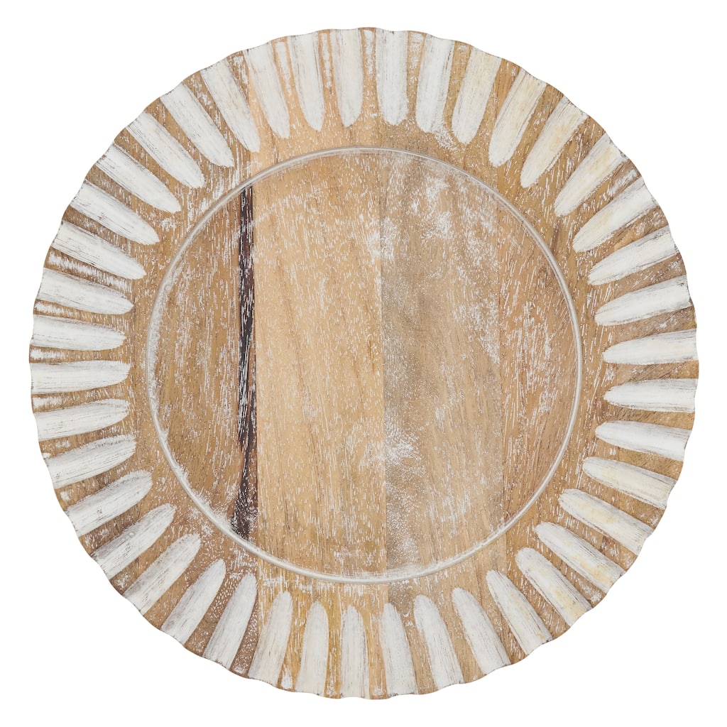 Wooden Charger Plates With Ribbed Design (Set of 4)
