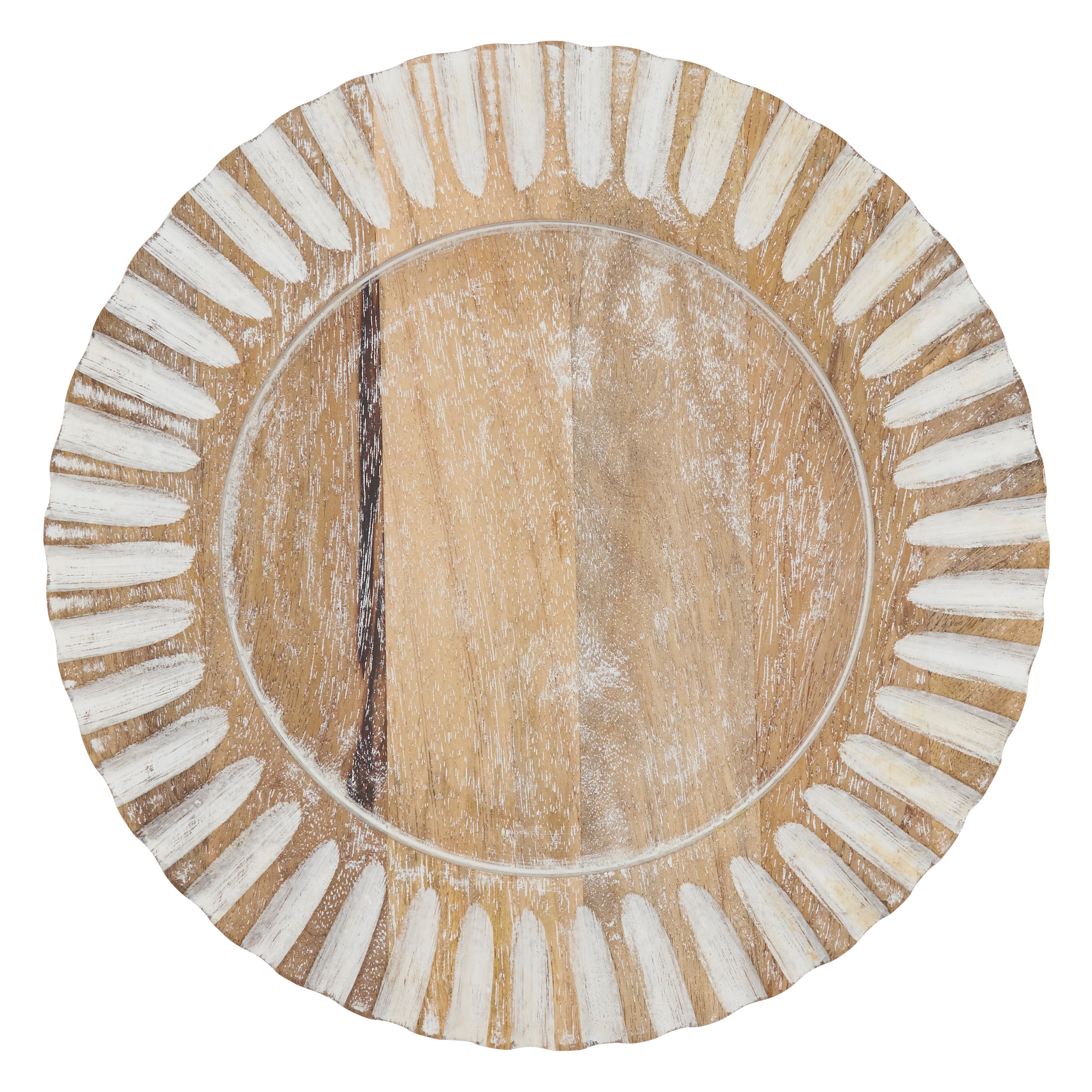 Wooden Charger Plates With Ribbed Design (Set of 4)