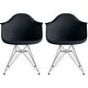 preview thumbnail 15 of 24, Set of 2 Plastic Eiffel Molded Shell Retro Dining Chairs Accent For Living Room Kitchen Chrome Desk Designer Office Black