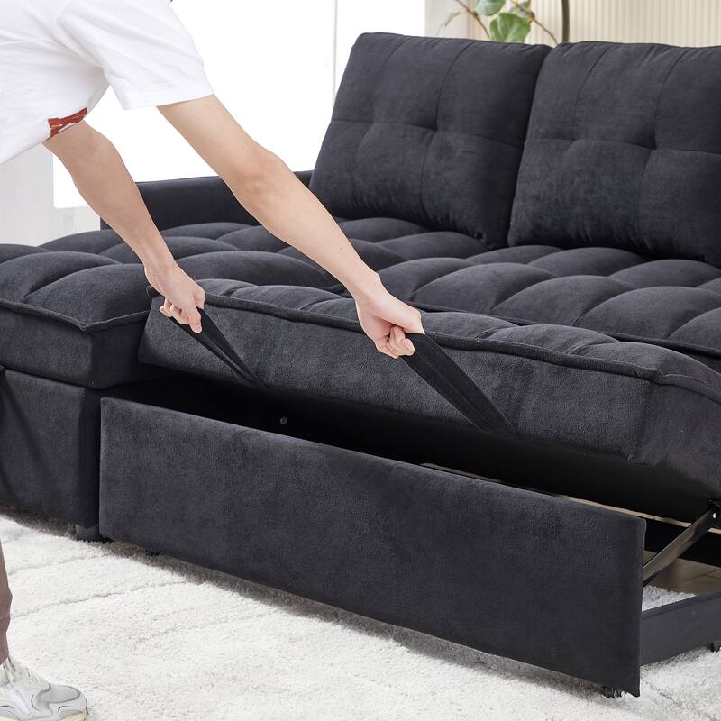 78.75" Chenille Reclining Sectional Sofa with USB/Type-C Charging, Hidden Storage & Ottoman