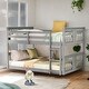 preview thumbnail 2 of 12, Elegant Full Over Full Bunk Bed with Built-in Ladder and Full-length Guardrail, Solid Construction, Space-saving, Grey