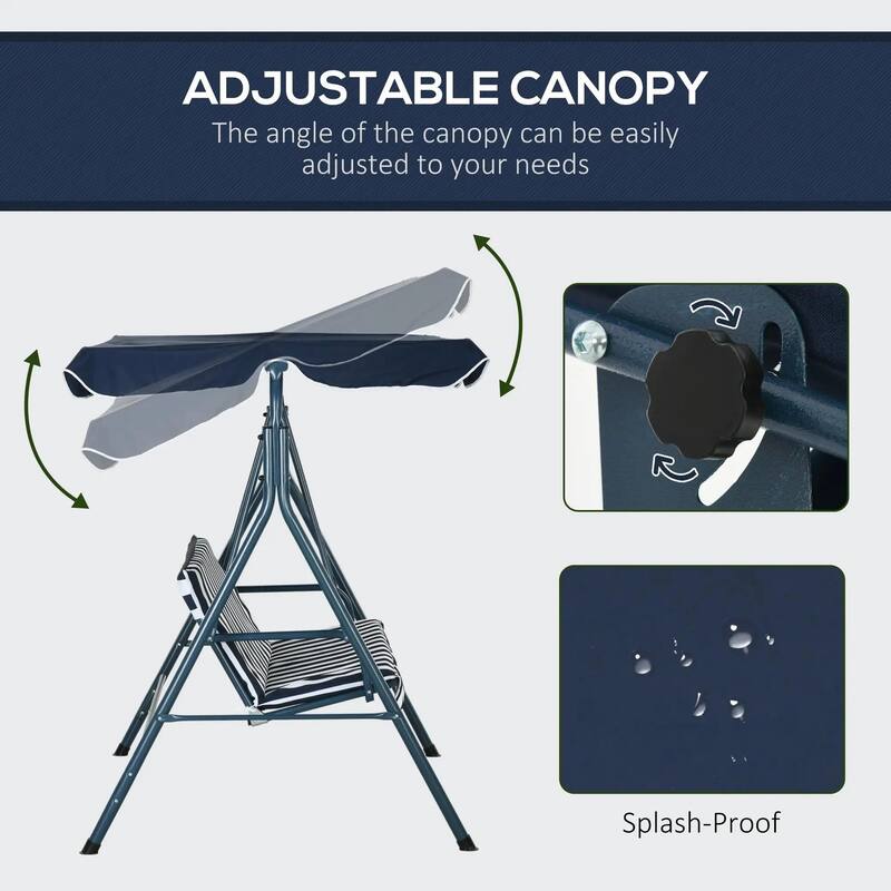 3-Person Patio Swing with Stand, Adjustable Tilt Canopy, Cozy Bench