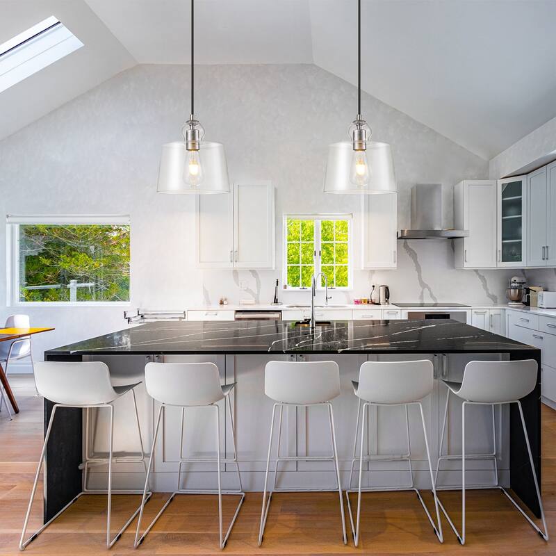 8.7" 1-Light Modern Mini Chrome/Gold/Matte Black Clear Glass Pendant Light for Kitchen Island Dining Room