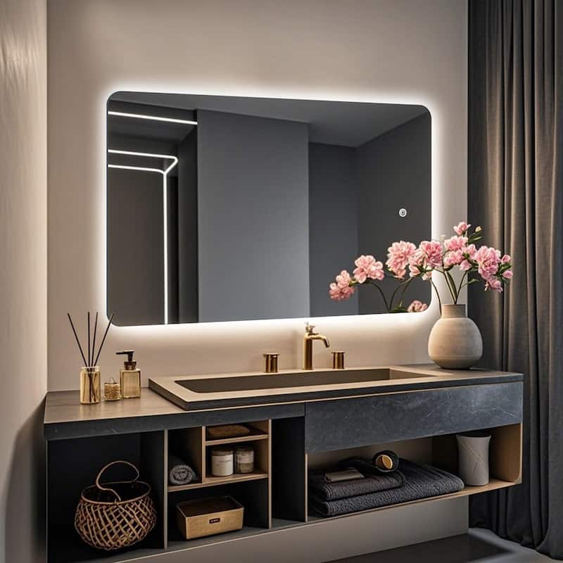 Square Rounded-Corner LED Mirror, both Stylish and Practical