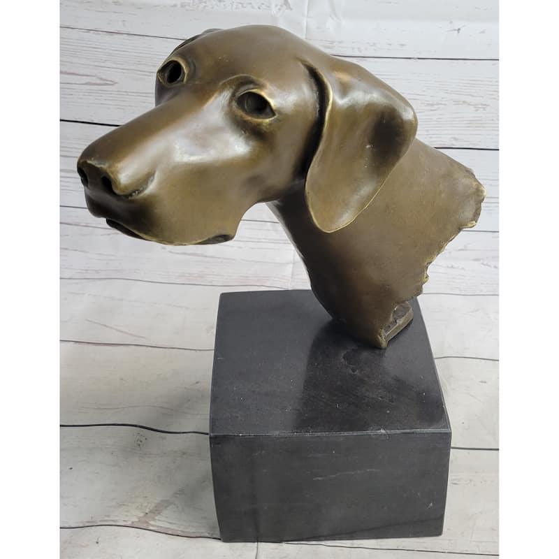 Weimaraner Vizsla Imitative Dog Bronze Bust Sculpture Statue Home Decor Figurine On Marble Base