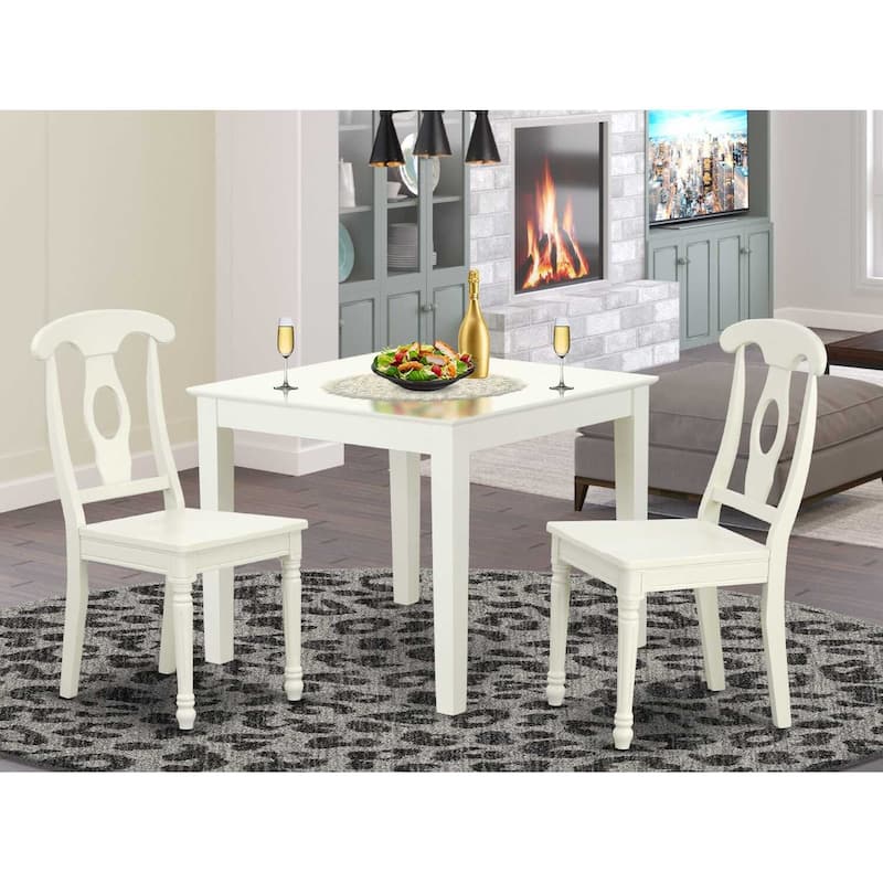 36 Inch Square Table Set - Wooden Dining Table with 2 Chairs - Compact Bistro Set for Small Spaces
