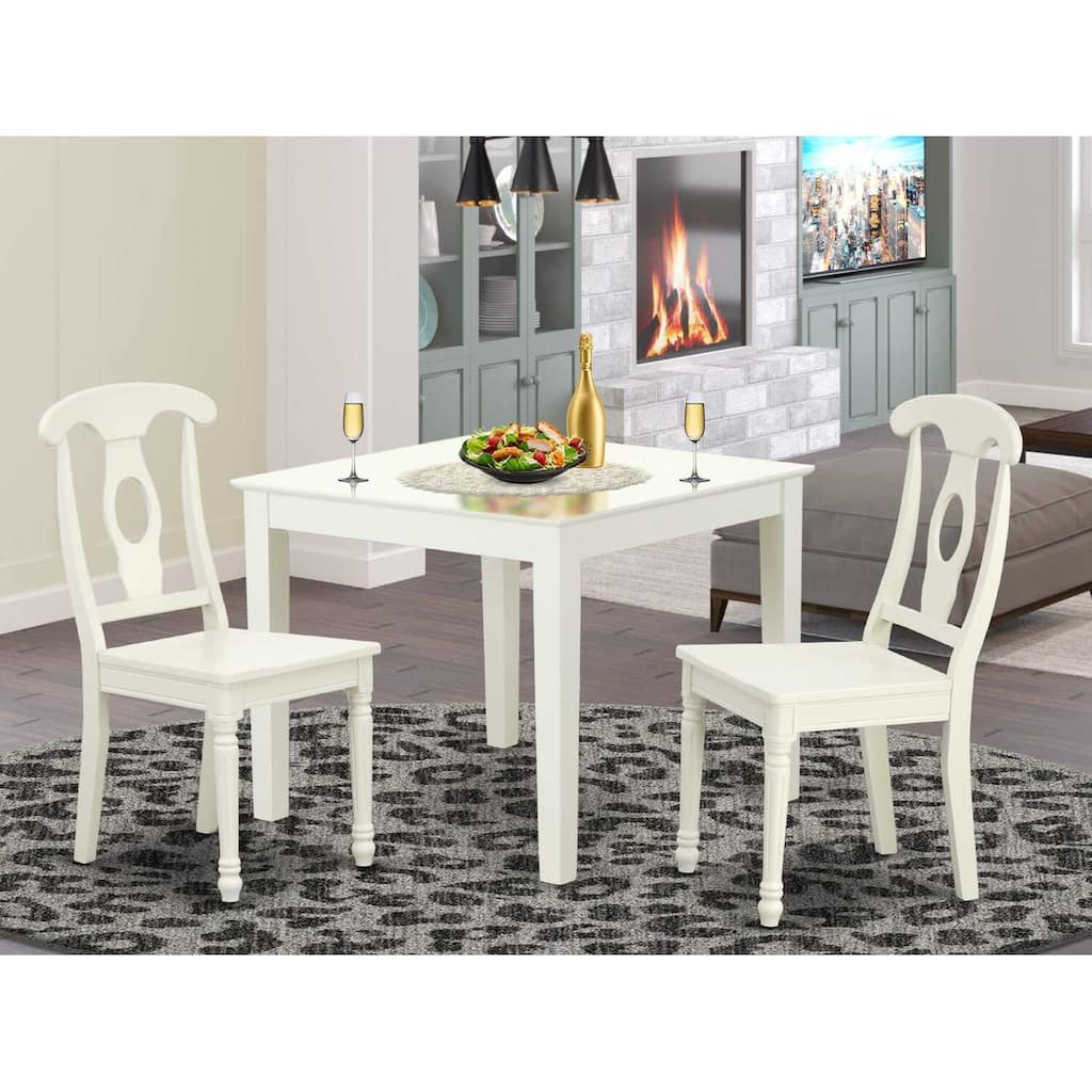 36 Inch Square Table Set - Wooden Dining Table with 2 Chairs - Compact Bistro Set for Small Spaces