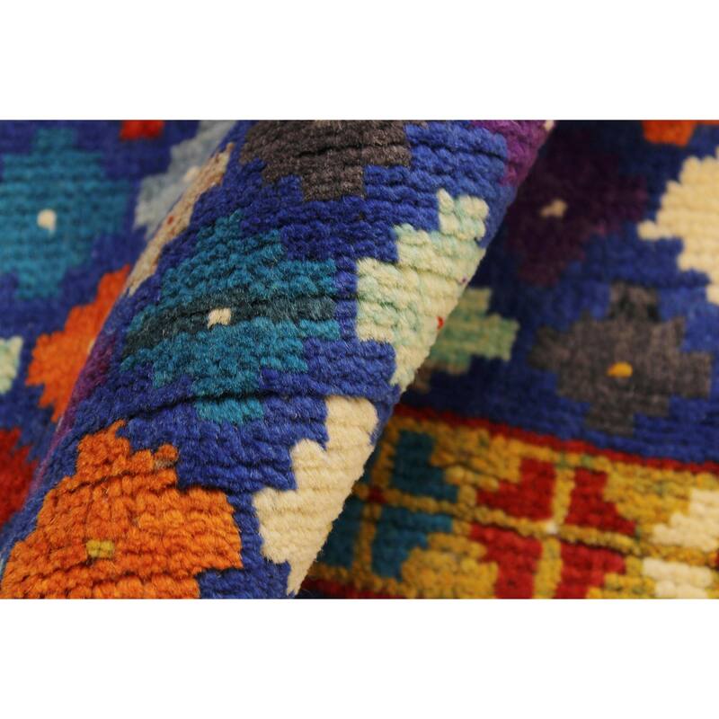 Contemporary Balochi Meyer Blue/Gold Hand Knotted Wool Rug - 4'10'' x 6'8''
