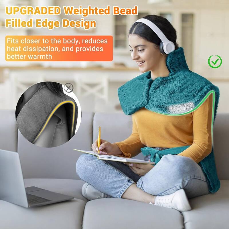 35"x24" Electric 4 Massaging Heating Pad for Back Neck Shoulders Pain Relief, Best Winter Gifts