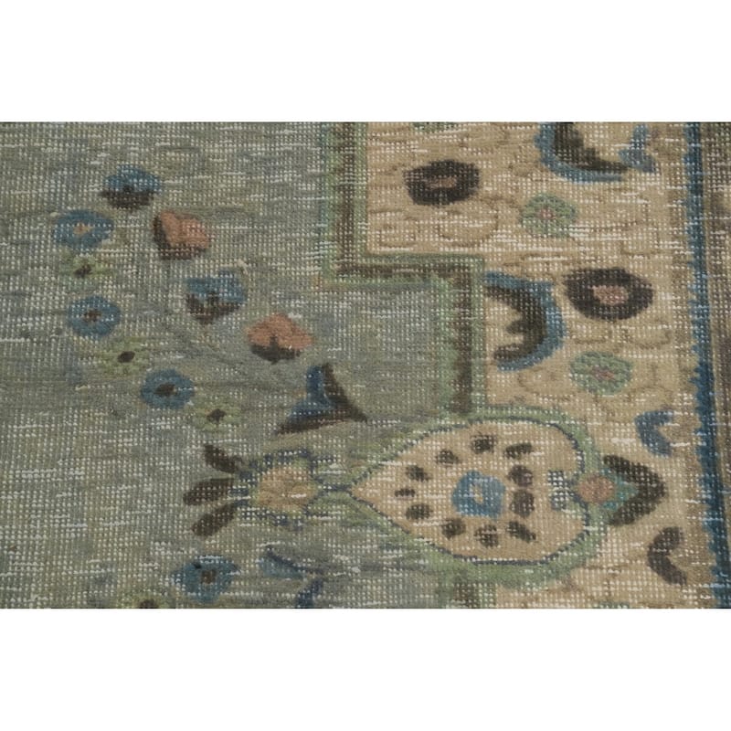 Hand Knotted Oriental 100% Wool Carpet Traditional Floral Greys & Charcoal Tabriz Area Rug - 11' 9'' X 9' 6''