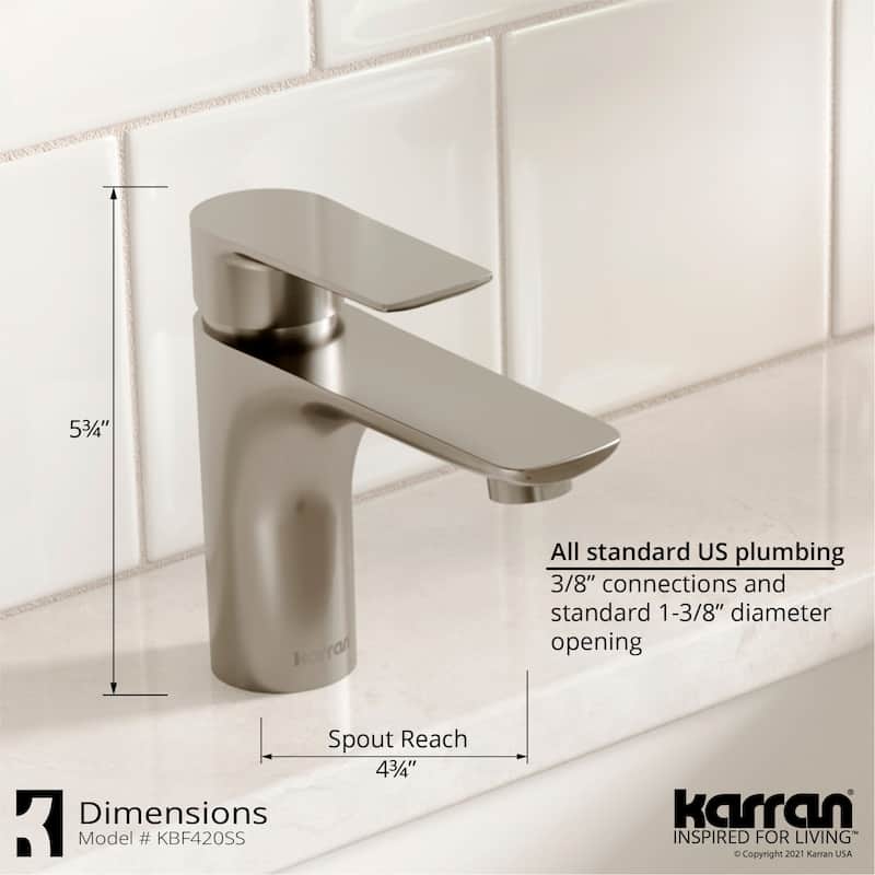 Karran Kayes single Hole Single Handle Basin Bathroom Faucet with Matching Pop-up Drain