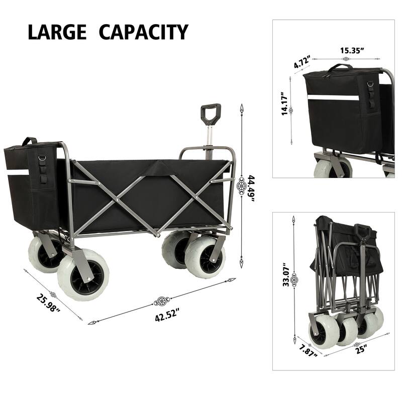 500lb Beach Wagon w/Big Wheels & Collapsible Design, All-Terrain Steel