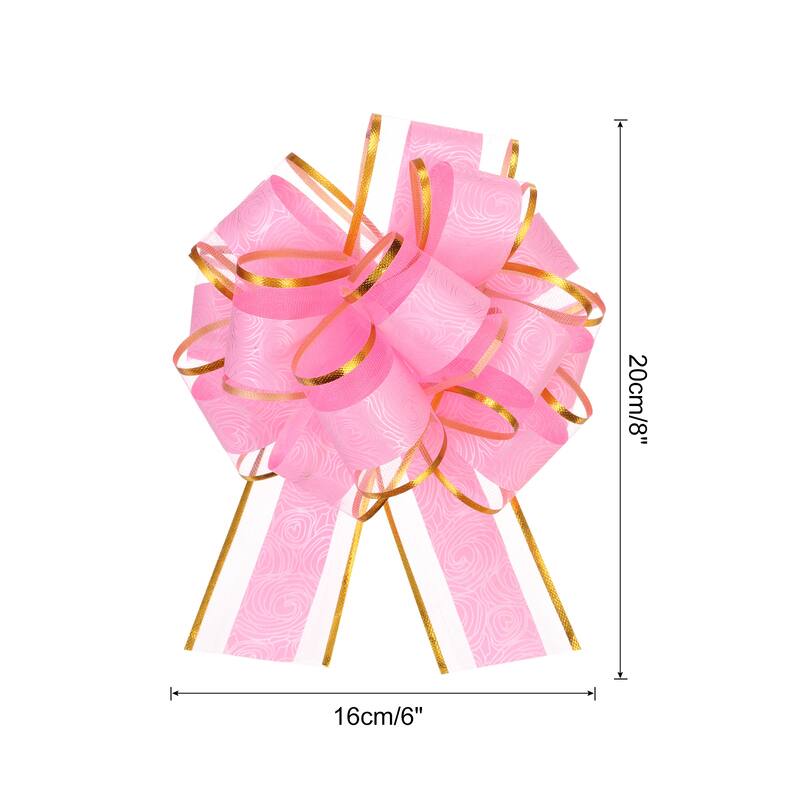 20pcs Large Pull Bow Gift Wrapping Bows Ribbon Organza for Wedding - Pink - 6 Inch