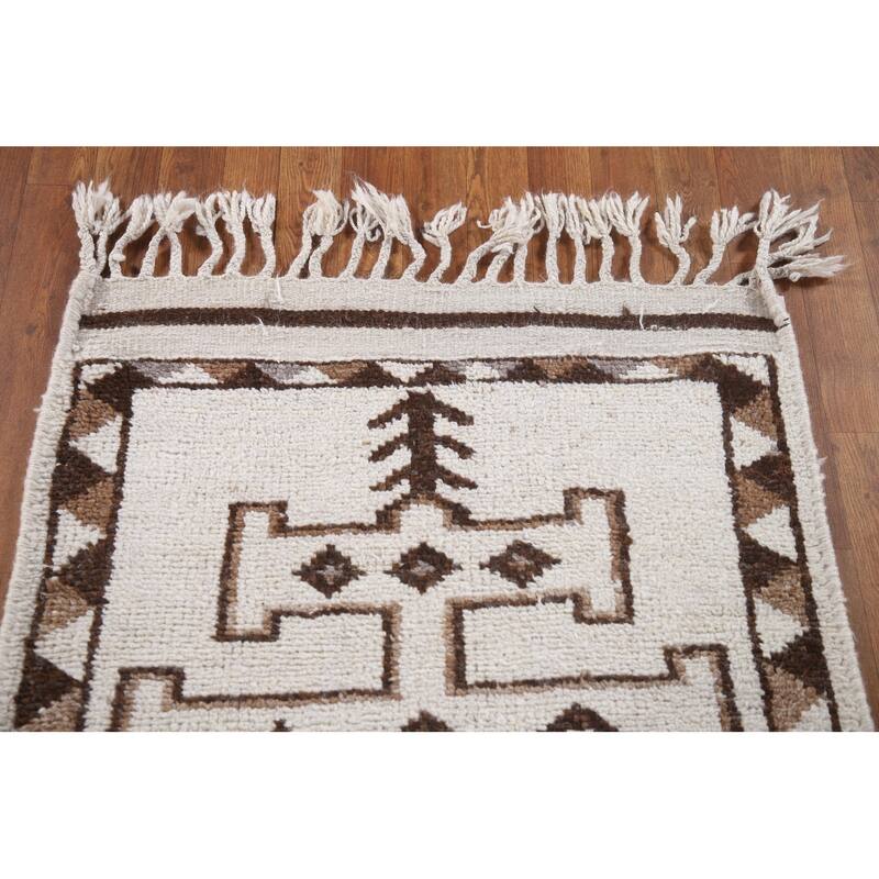Beige Anatolian Turkish Runner Rug Handmade Tribal Wool Carpet - 2'11"x 12'7"