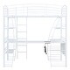 preview thumbnail 10 of 9, White Metal Loft Bed Bed, 4 Layers Shelves Storage Bed, Twin Size L-Shaped Desk Platform Bed w/ Sockets, USB Ports,Ladder