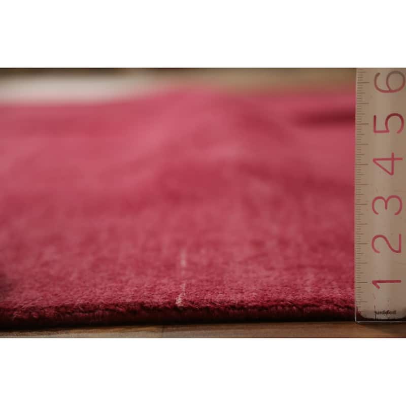 Hand Knotted Oriental 100% Wool Carpet Modern Solid Pink Gabbeh Area Rug - 12' 2'' X 9' 2''