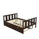 preview thumbnail 5 of 7, Full Size Classic Modern Design Solid Wood Platform Bed with Pull Out Trundle and Headboard and Footboard