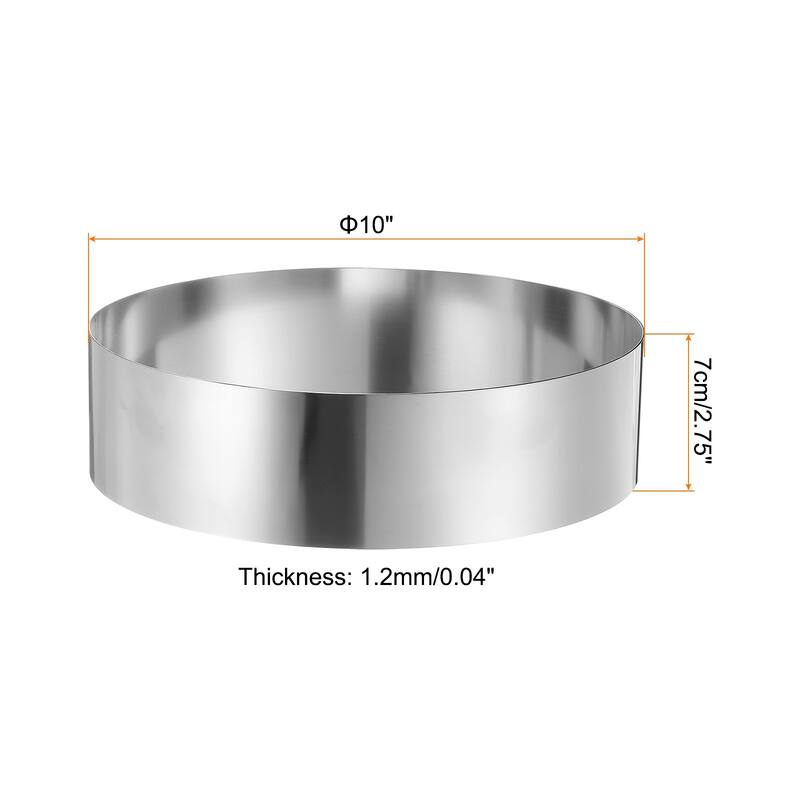 Round Cake Ring Stainless Steel Pastry Mousse Dessert Ring - 10 x 2.75 Inch