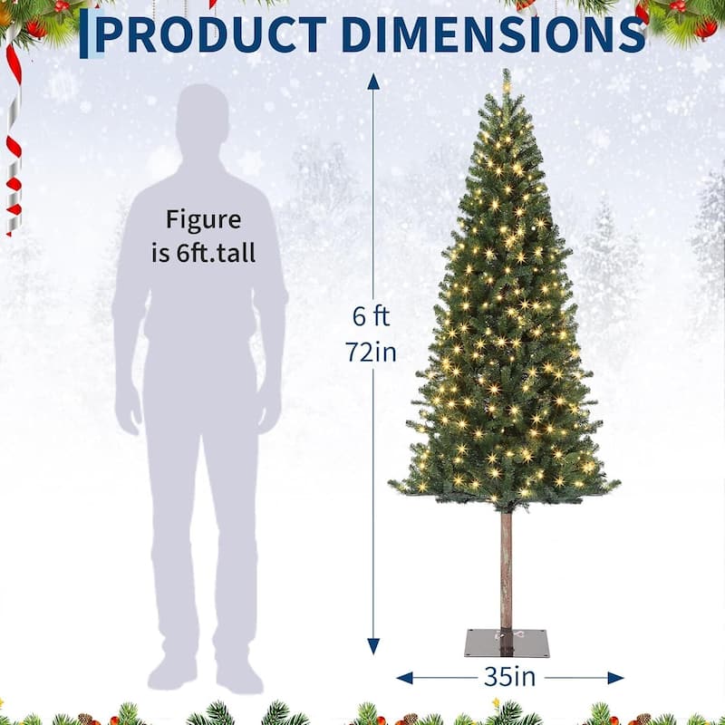 6/7.5FT Pre-Lit Pencil Christmas Tree with Warm White Lights - N/A
