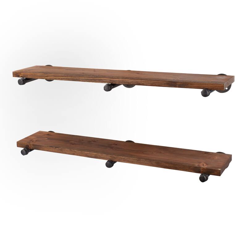 Restore Wood 36 in. Wall Shelf Straight Steel Pipe Brackets, Set of 2