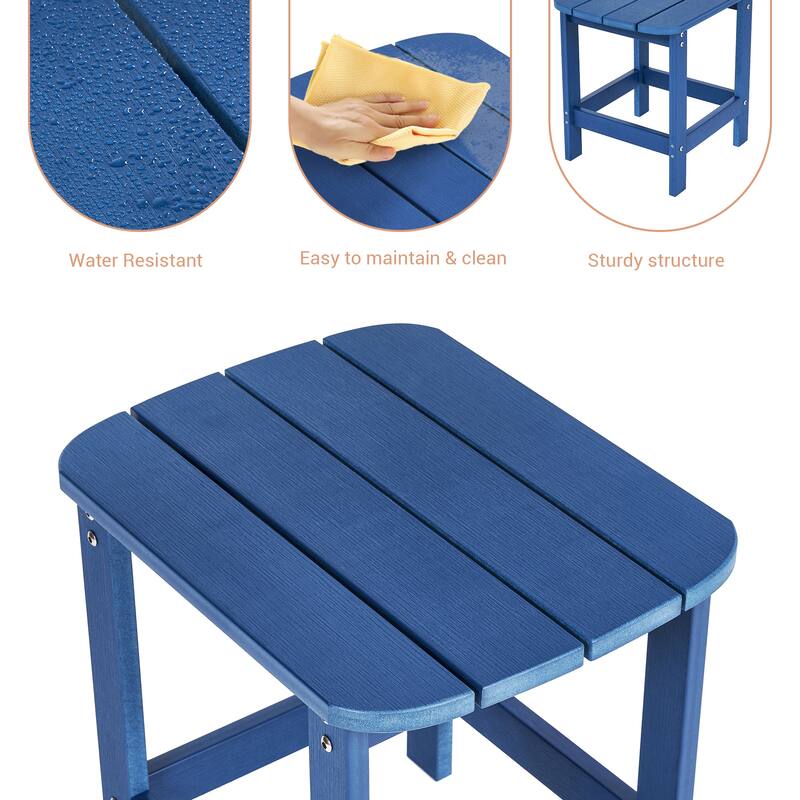 LIVOOSUN Patio Adirondack Plastic Wood Outdoor Side Table for Deck