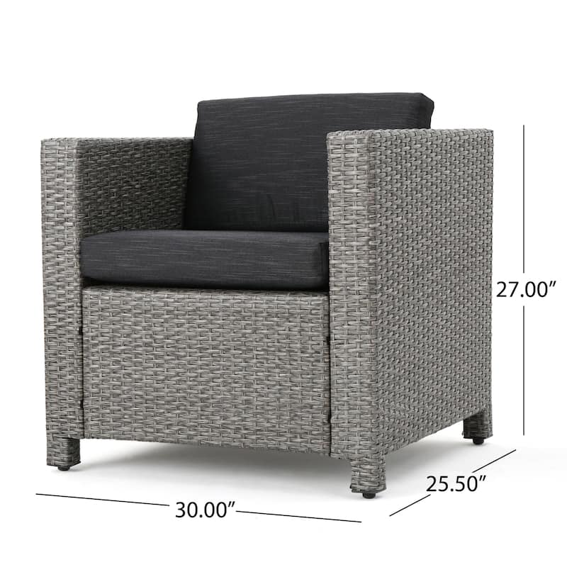 Puerta Outdoor Wicker Club Chair with Cushions (Set of 2) by Christopher Knight Home
