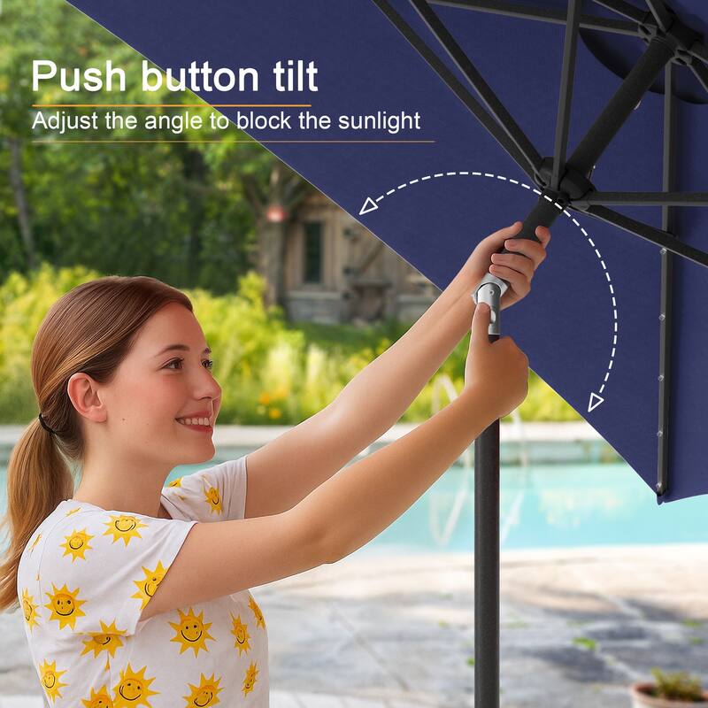 LIVOOSUN 6x9Ft LED Patio Umbrella Weather Resistant Table Umbrella