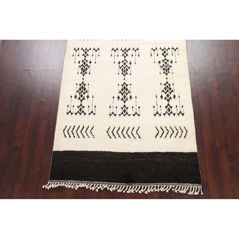 Vegetable Dye Moroccan Berber Oriental Wool Area Rug Handmade Carpet - 5'2" x 8'1"