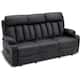 MCombo Electric Power Reclining Sofa with Heat & Massage, Faux Leather 6095/6075/6077 - Reclining sofa - Black