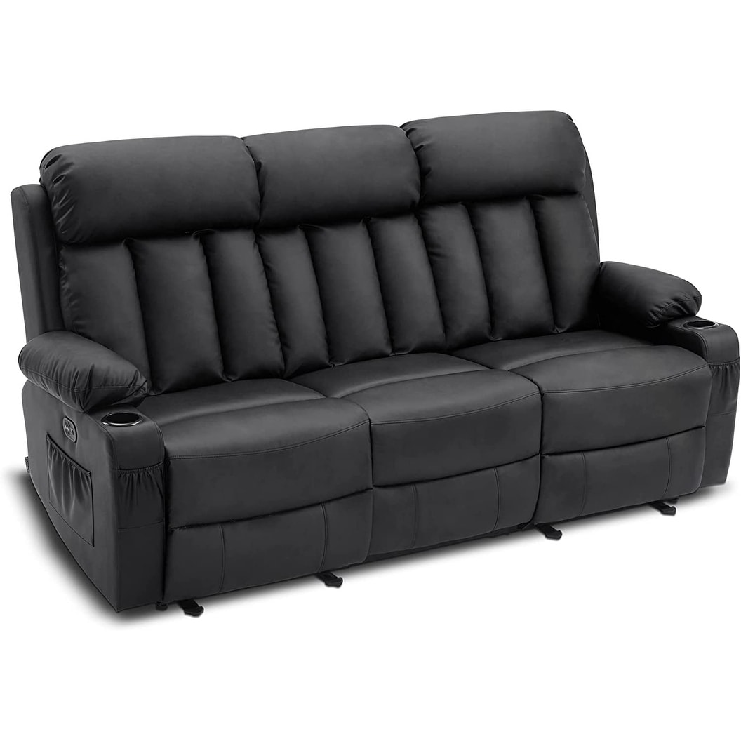 MCombo Electric Power Reclining Sofa with Heat Massage Faux