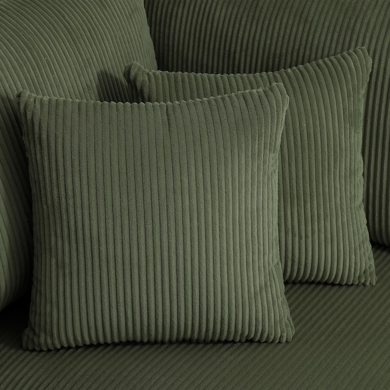 Set of 2 Modern Square Corduroy Accent Throw Pillow