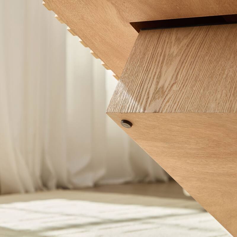 35.43 Inch Modern Handcraft Drum Coffee Table Square Coffee Table For Living Room,Sturdy Mdf Pedesta