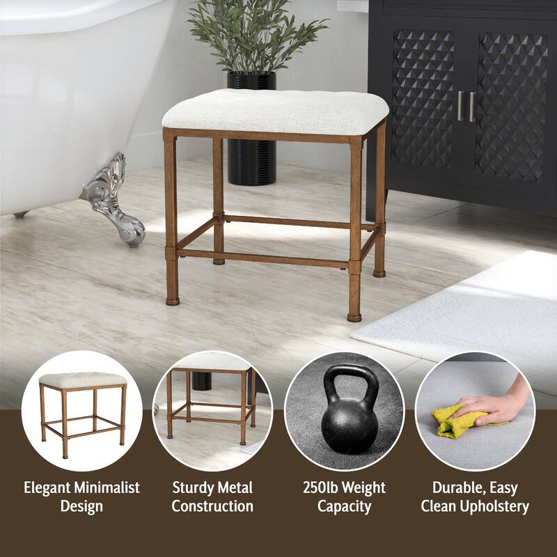 Hillsdale Katherine Backless Metal Vanity Stool, Golden Bronze - Golden Bronze - 18.5H x 18.5W x 15D
