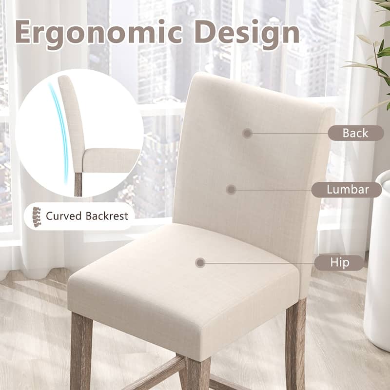 Gymax 4PCS 24.5'' Counter Height Bar Stools Modern Fabric Upholstered