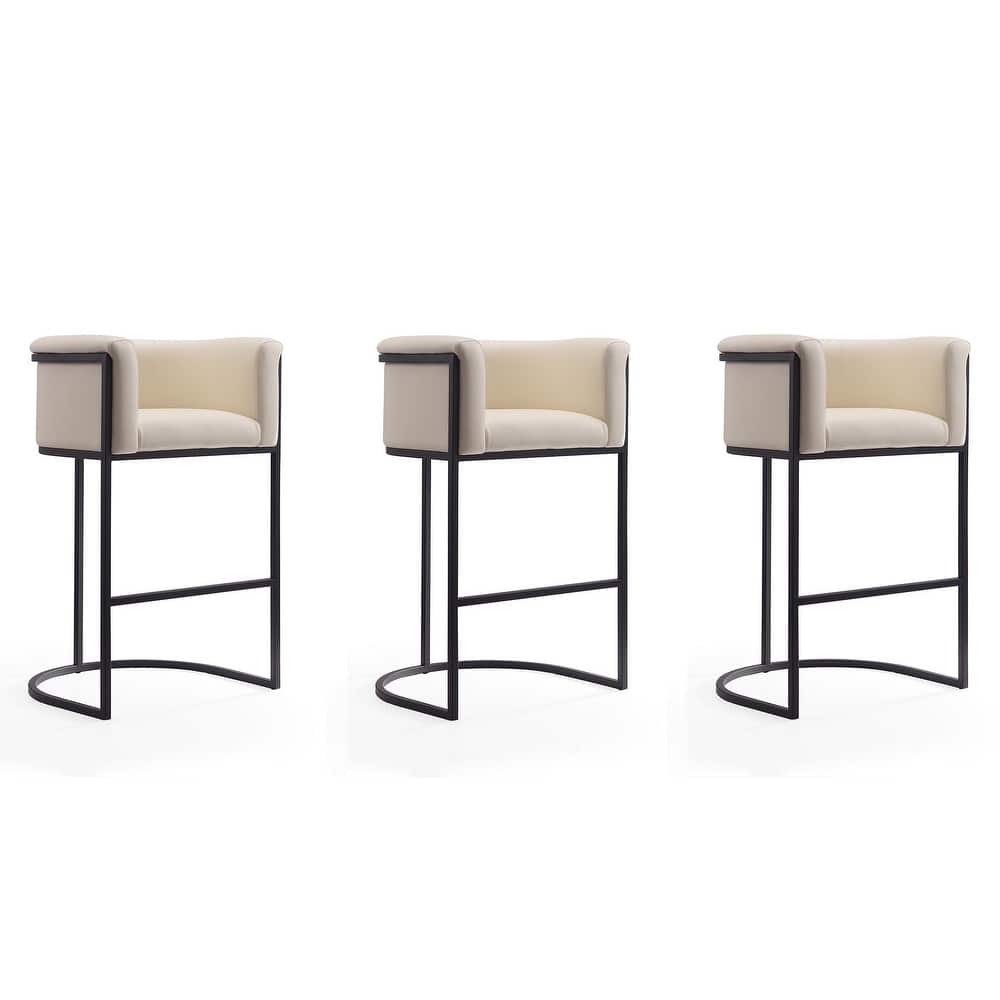 Manhattan Comfort Cosmopolitan Metal Upholstered Barstool - Set of 3