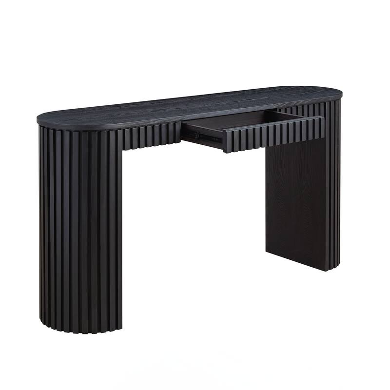 Modern Console Table With Drawer for Entryway with Unique Vertical Stripe Design for Living Room Hallway Foyer Entrance