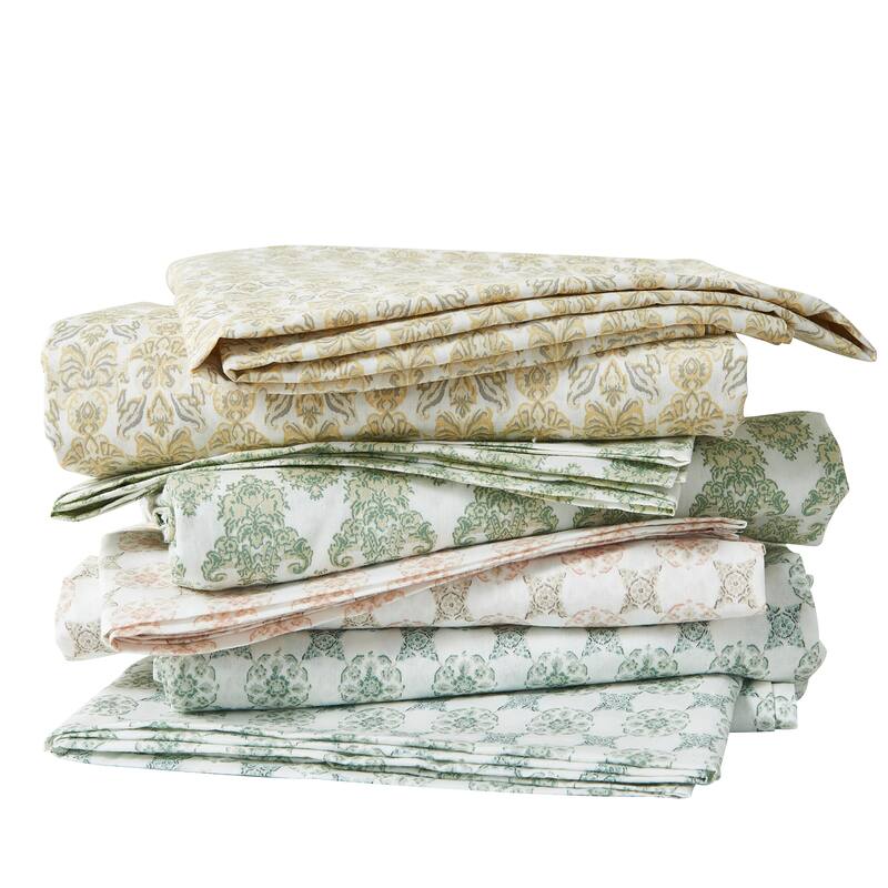 Patina Vie Maison 100% Cotton Percale Vintage Floral Sheet Set