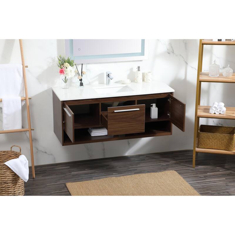 Brush 36 - 48 Inch Single Bathroom Vanity - Walnut - 48 Inches