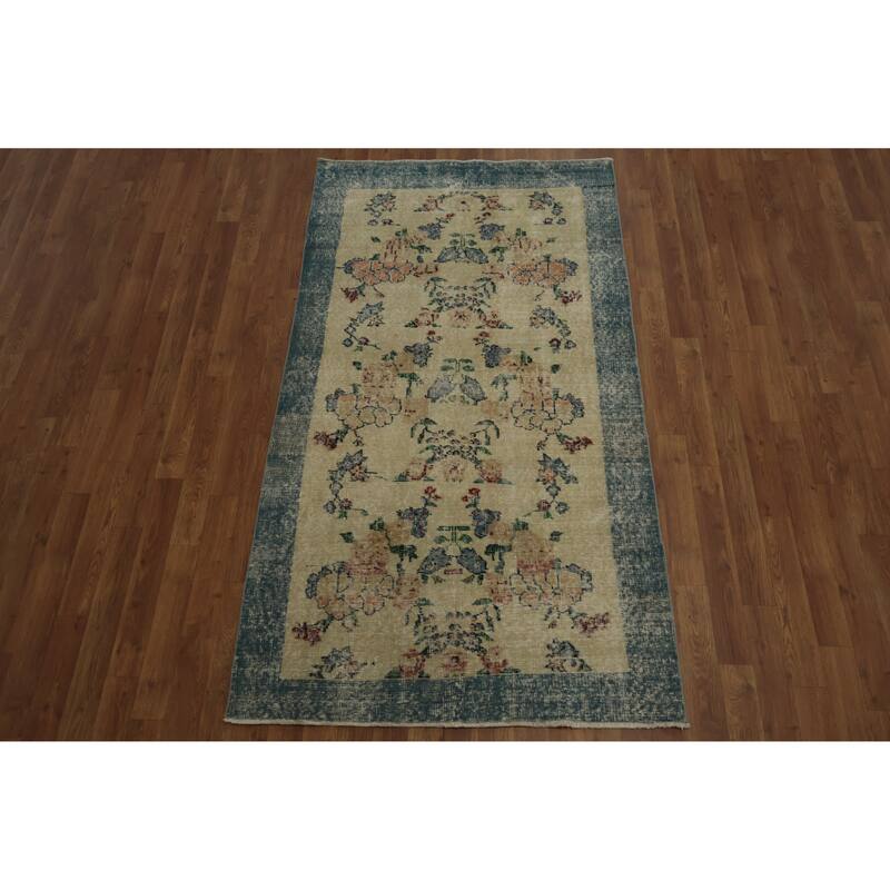 Hand Knotted Oriental 100% Wool Carpet Transitional Floral Beige & Ivories Anatolian Area Rug - 6' 4'' X 3' 6''
