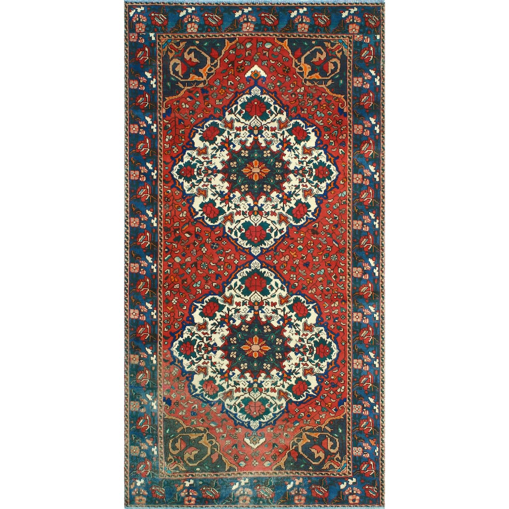 Vintage Distressed Kathryn Red/Lt. Blue Runner - 5'2" x 10'0"