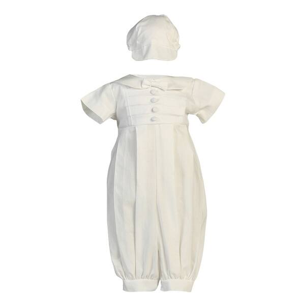 Lito Boys Satin Christening Baptism Romper with Pique Vest