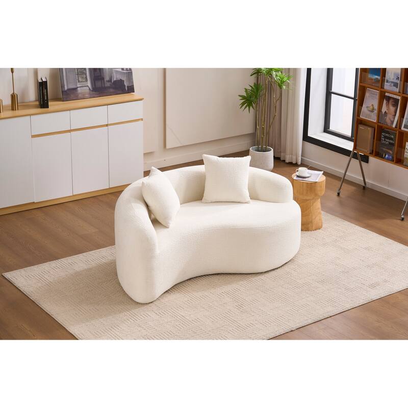 S-Curved Dual-Depth Chenille Sofa Compact, No Assembly