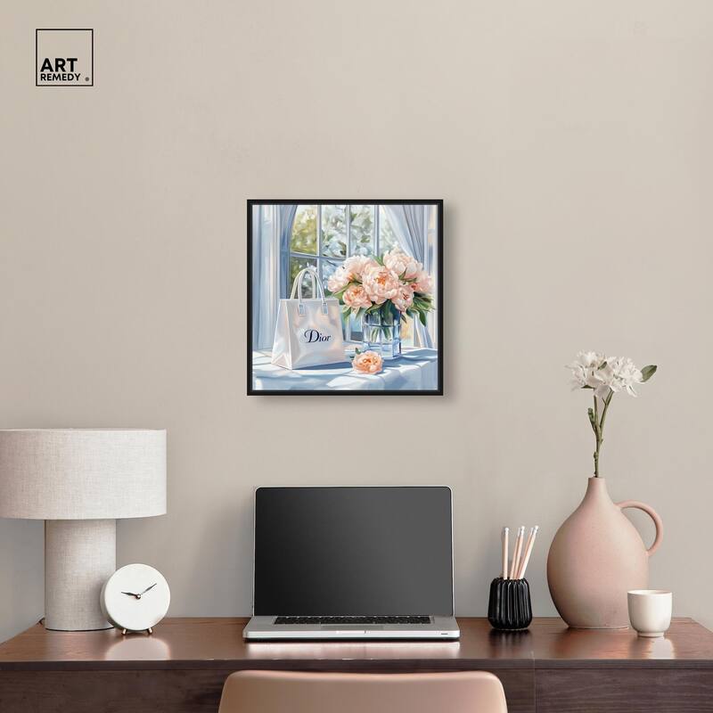 Bag and Peonies Canvas by Art Remedy