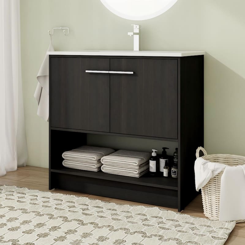 30"/36" FreeStanding Bathroom Vanity with Sink, Floor Stand Bathroom Vanity with Soft Close Door