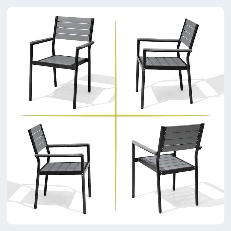 7/9/11-Piece Patio Dining Set Outdoor Aluminum Rectangle Dining Table and Stackable Chairs