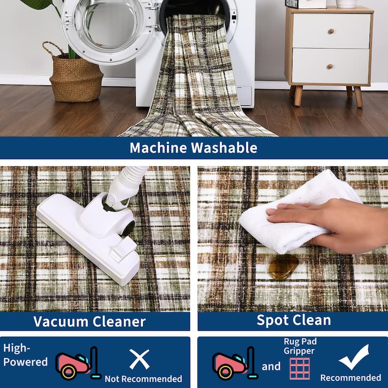 Garvee Timeless Check Washable Area Rug