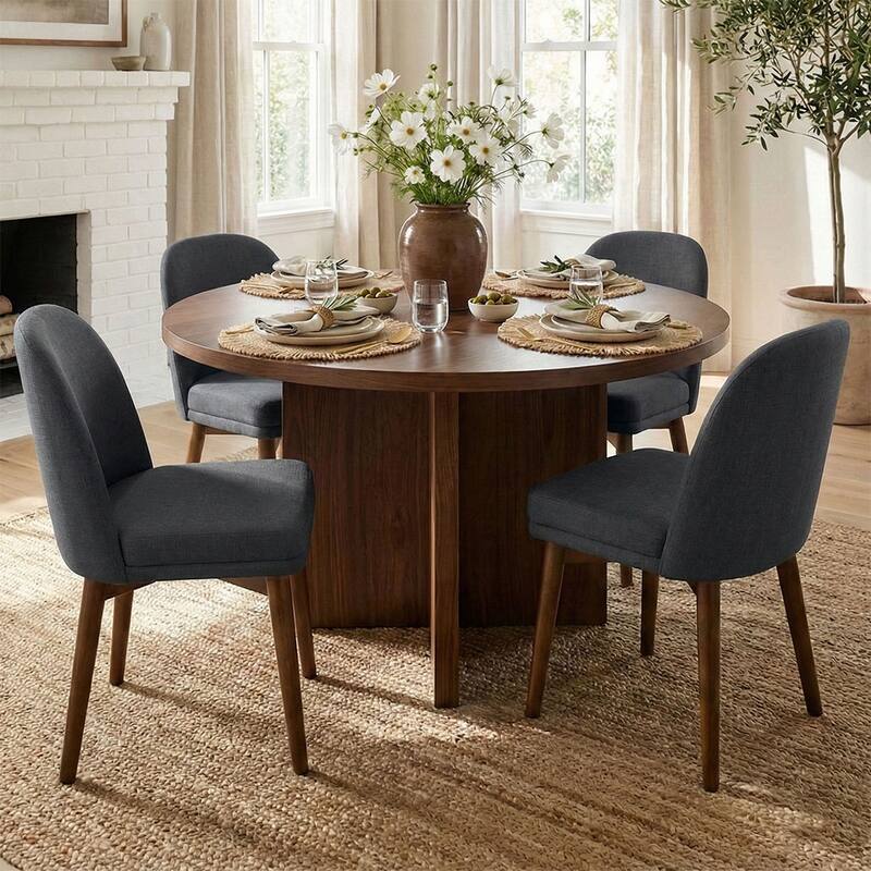 Modern Parsons Dining Chairs with Solid Wood Legs